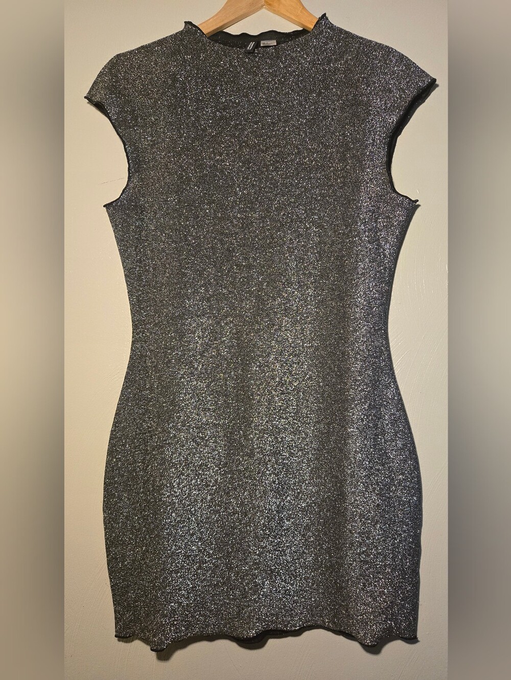 H&M Divided Metallic Silver Glitter Sparkle Bodycon Mini Dress